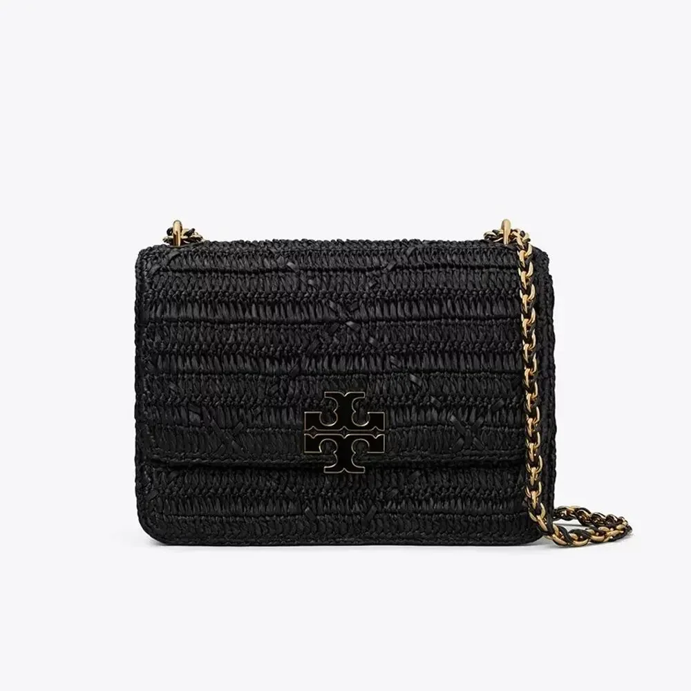 NEW‼️Tory Burch Britten Raffia Crochet Small Shoulder Bag 183122 $670 Black